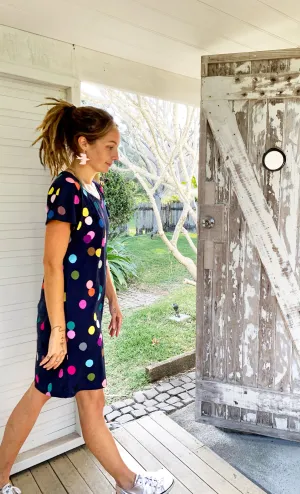 Confetti dark navy jersey T'dress