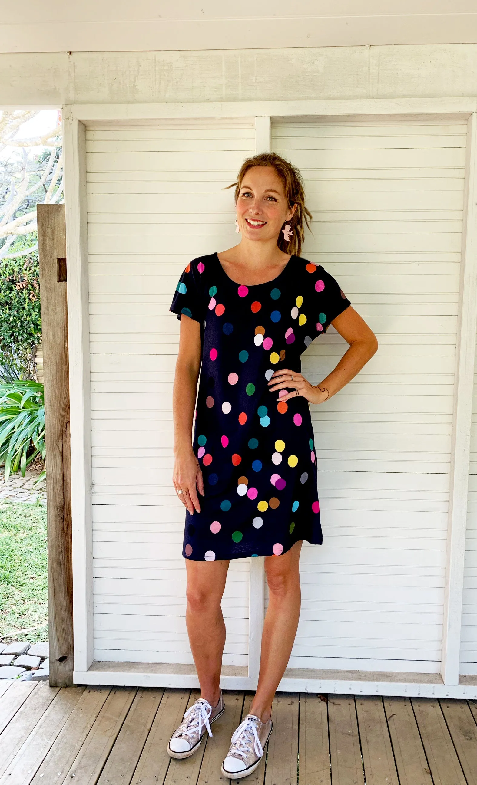 Confetti dark navy jersey T'dress