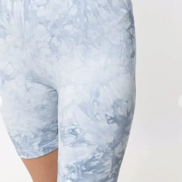 Cotton Citizen Milan Biker Aqua Cyrstal Blue Tie Dye Cycle Shorts