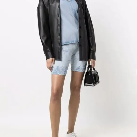 Cotton Citizen Milan Biker Aqua Cyrstal Blue Tie Dye Cycle Shorts