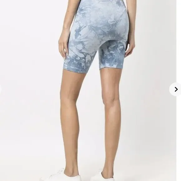 Cotton Citizen Milan Biker Aqua Cyrstal Blue Tie Dye Cycle Shorts