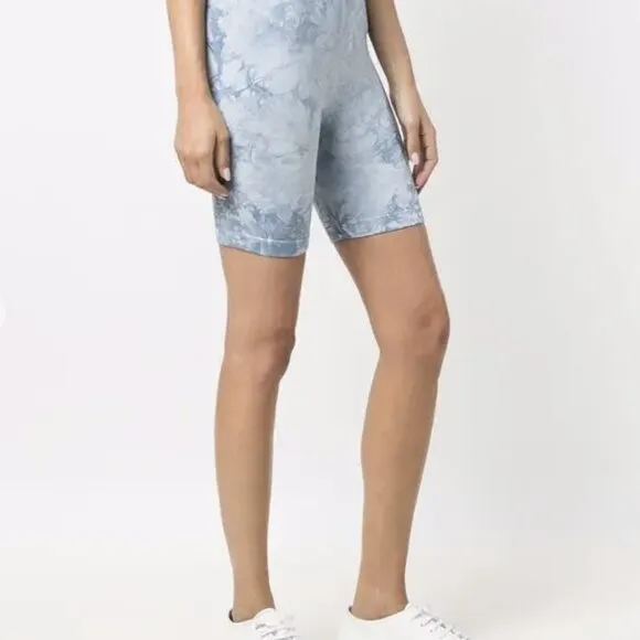Cotton Citizen Milan Biker Aqua Cyrstal Blue Tie Dye Cycle Shorts