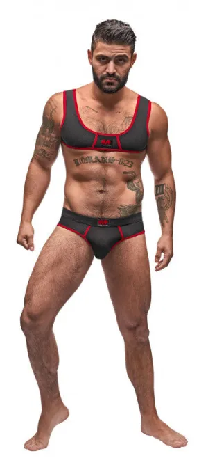 Cotton Lycra Mini Tank Bikini Set - Black/red -  Large