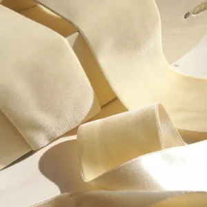 Cream Satn Back Velvet Ribbon Vintage from France 50mm