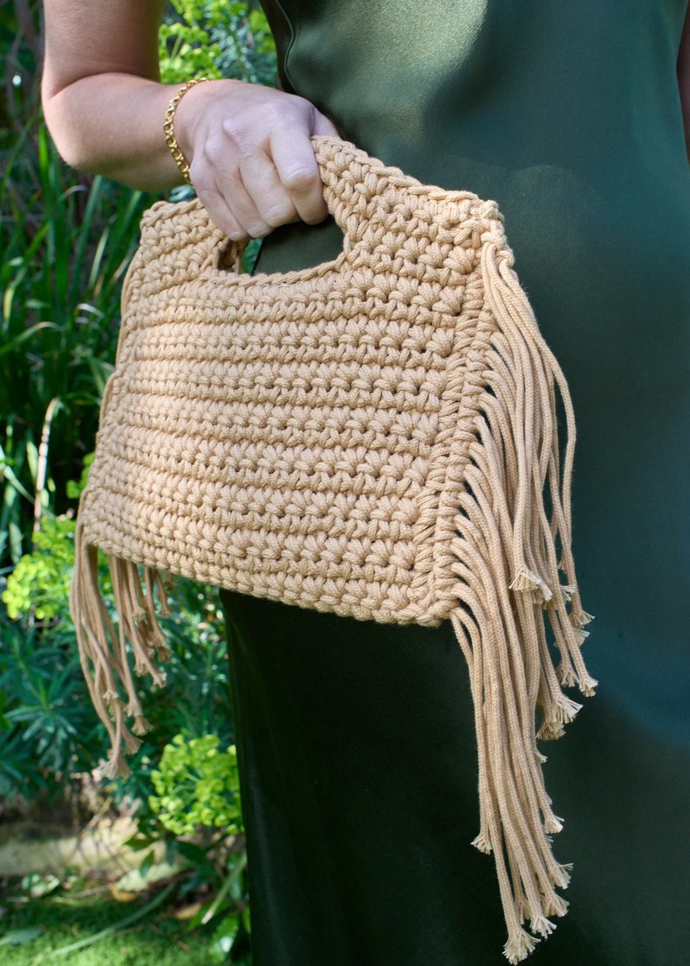 Crochet Cotton Fringe Handbag