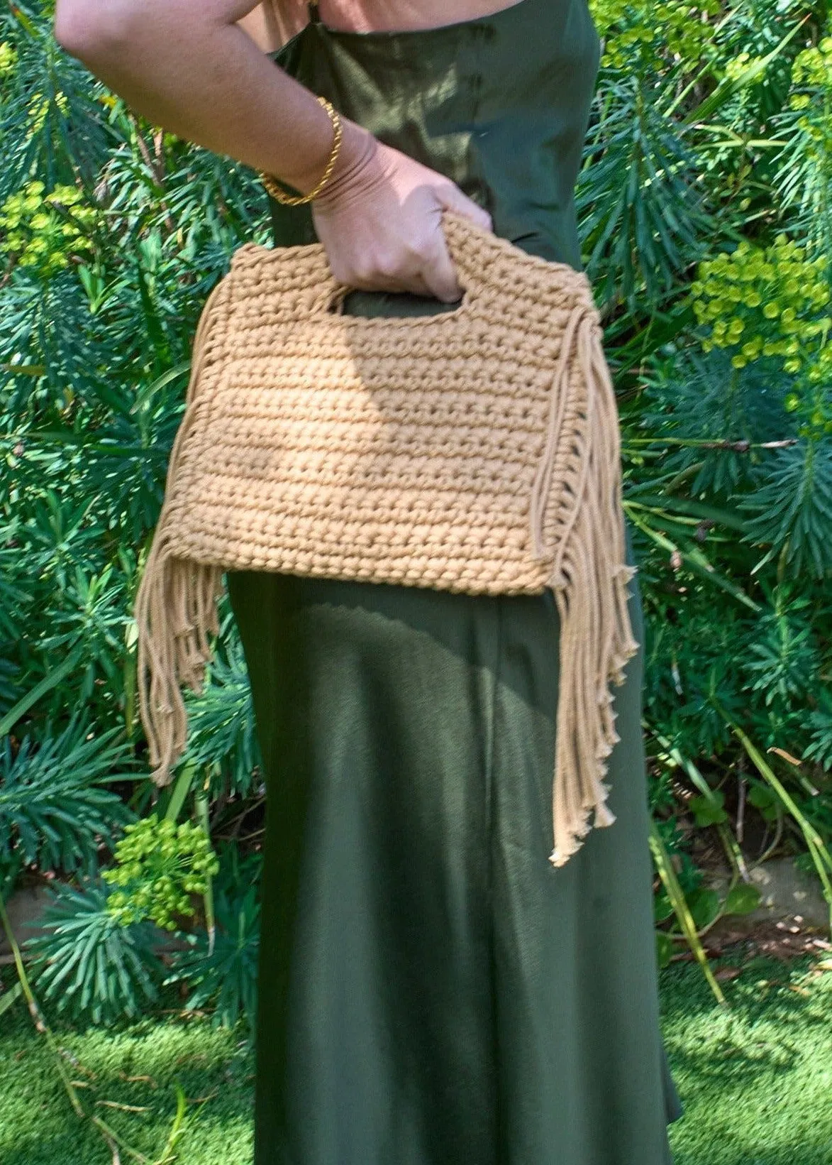 Crochet Cotton Fringe Handbag