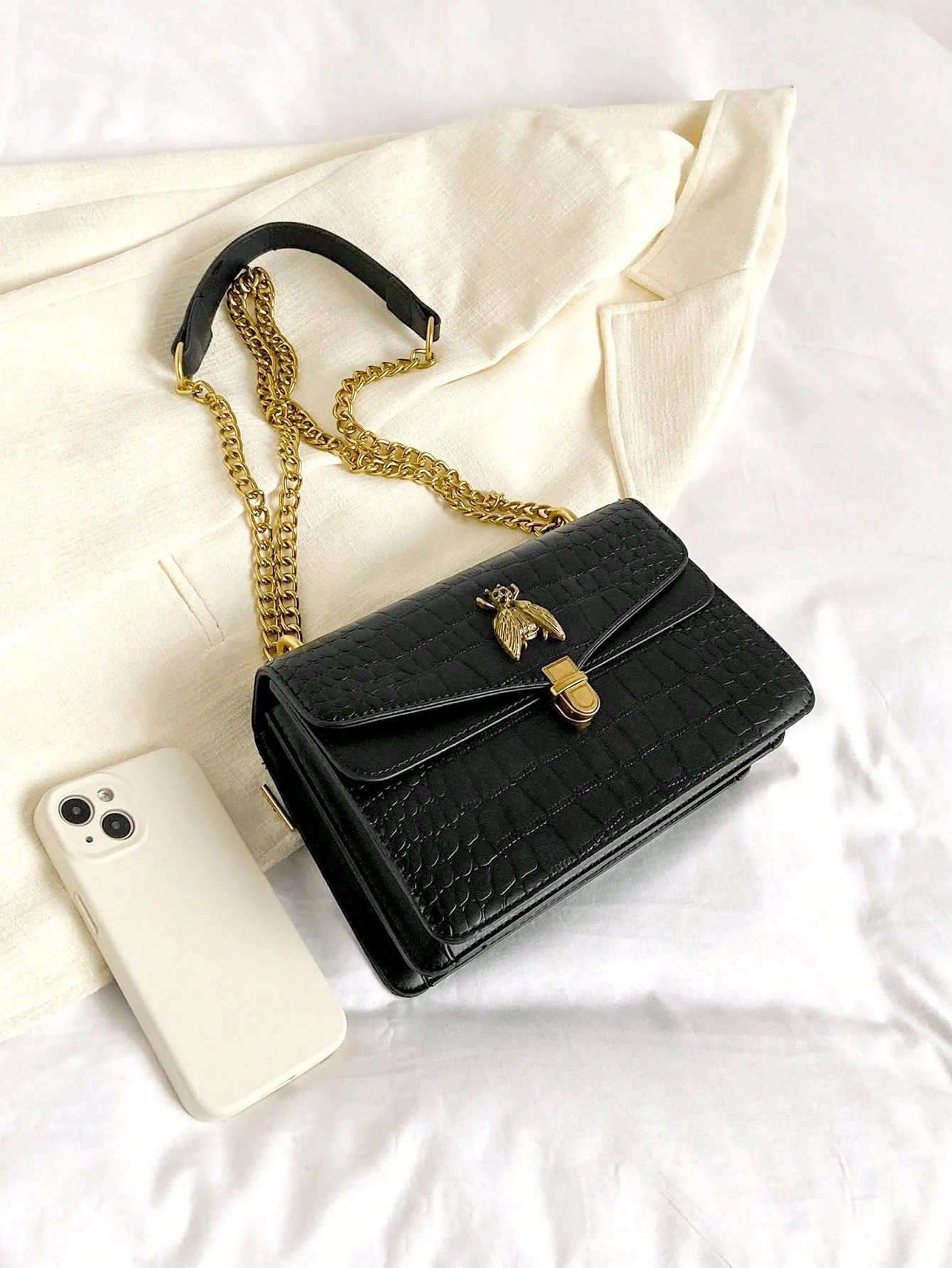 Crocodile Patterned Luxurious Shoulder Crossbody Bag