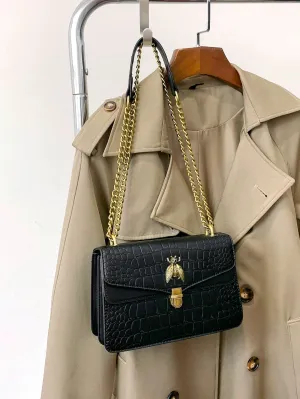 Crocodile Patterned Luxurious Shoulder Crossbody Bag