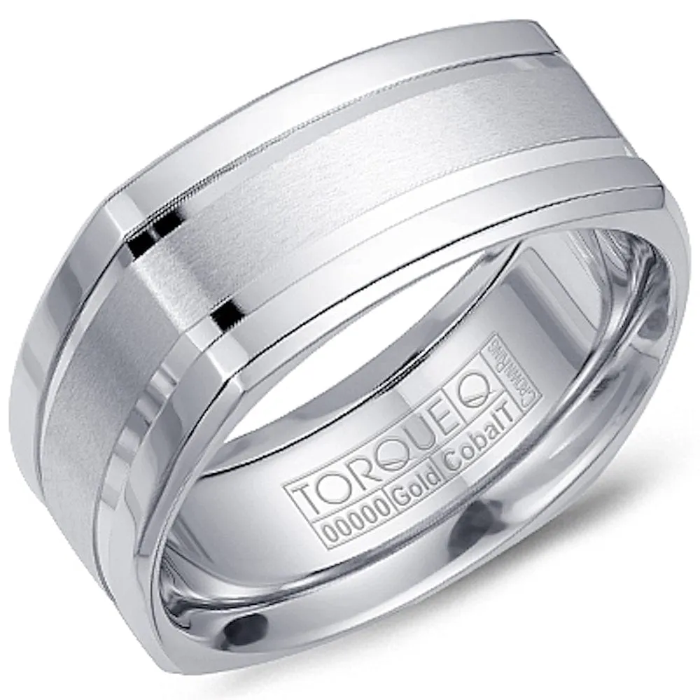 Crown Ring Squared 14k White Gold Cobalt Wedding Band