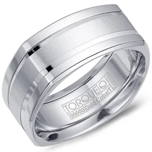 Crown Ring Squared 14k White Gold Cobalt Wedding Band