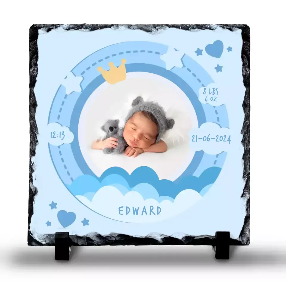 Custom Personalised Birth Announcement Photo Slate