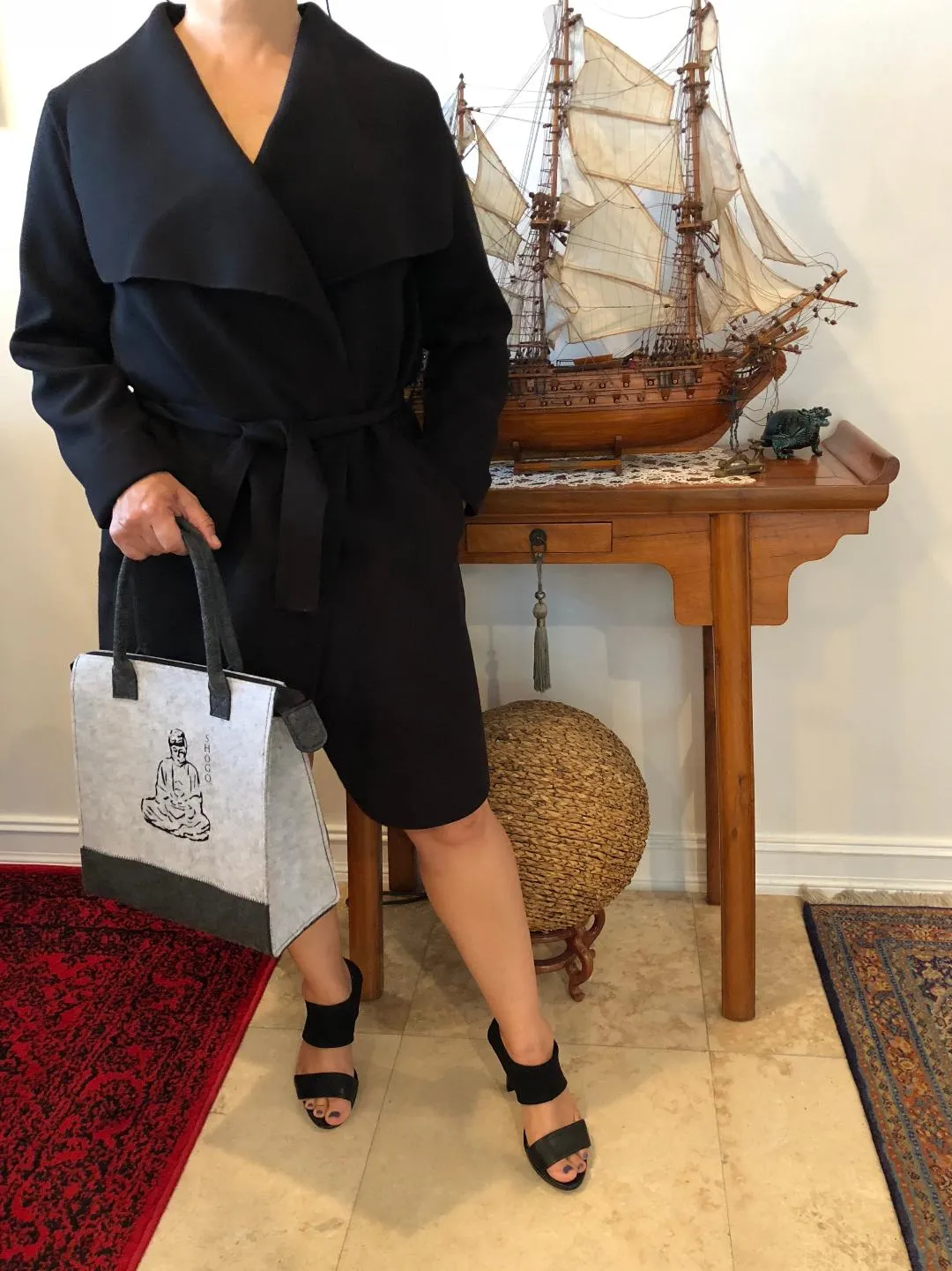 Customized Light and Dark Grey Handbag  Meditation Collection