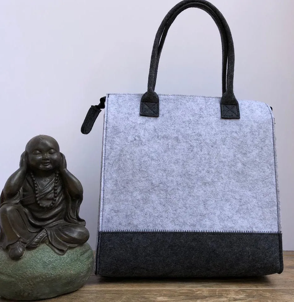 Customized Light and Dark Grey Handbag  Meditation Collection