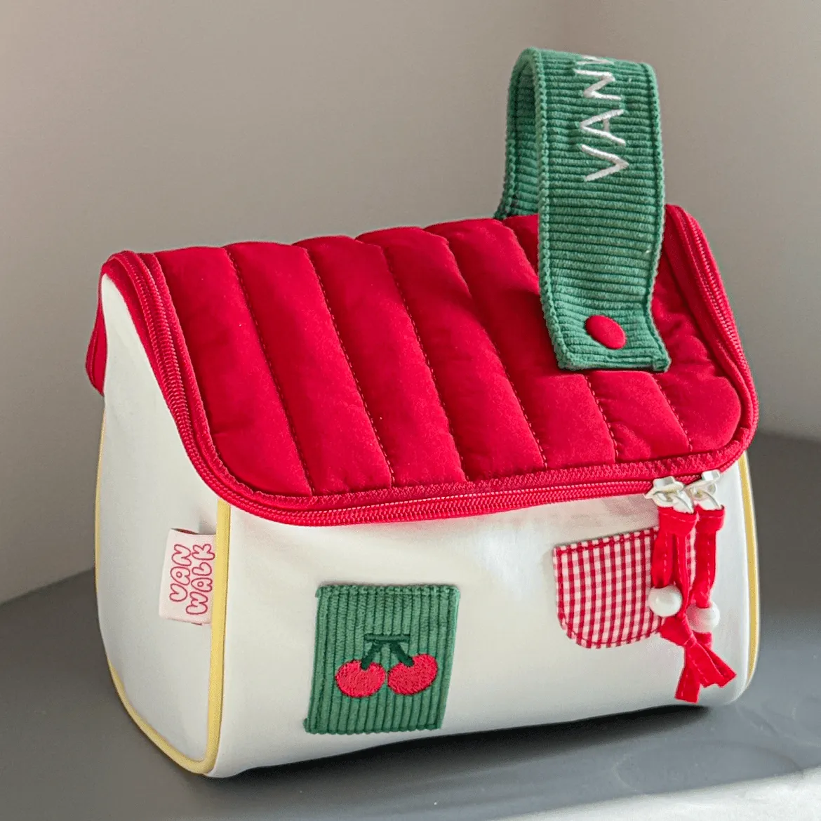 Cute Embroidery House Multi-Layer Makeup Bag Portable Travel Large Capacity Storage Bag
