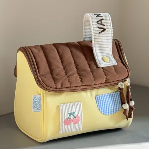 Cute Embroidery House Multi-Layer Makeup Bag Portable Travel Large Capacity Storage Bag