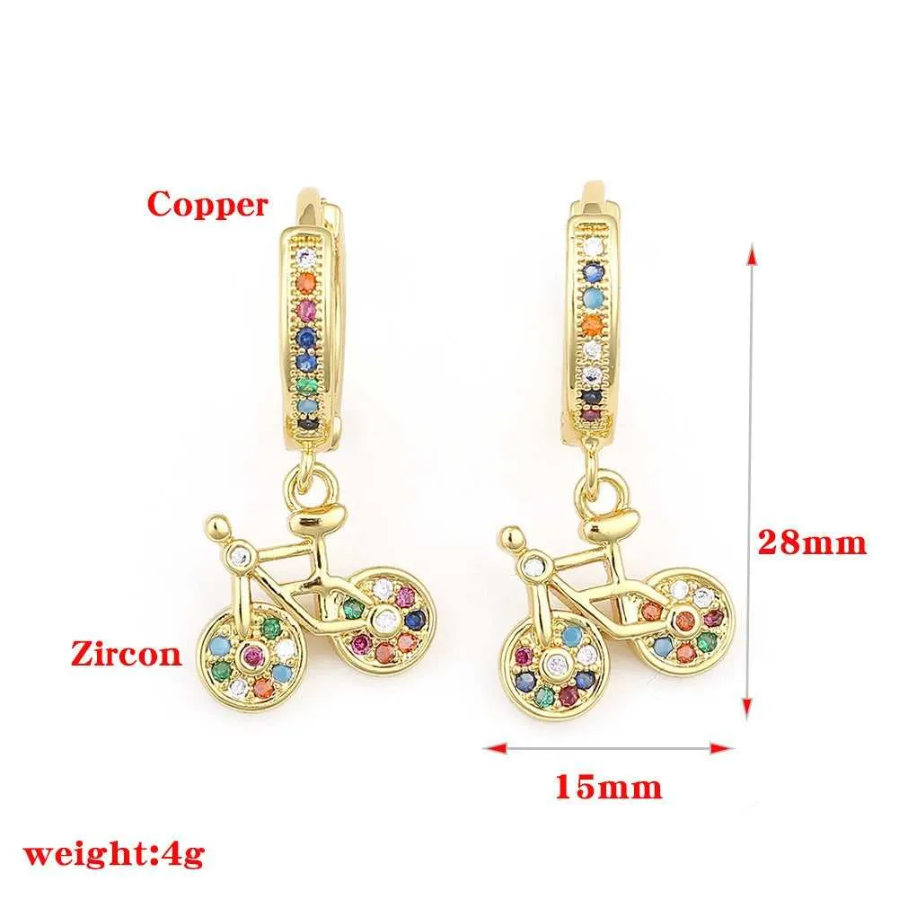 Cycolinks Gold Plating 18K Cubic Zircon Bicycle Earrings