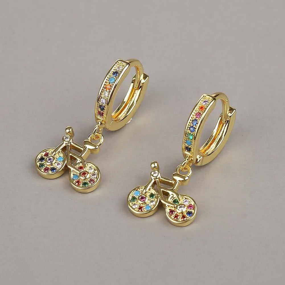 Cycolinks Gold Plating 18K Cubic Zircon Bicycle Earrings