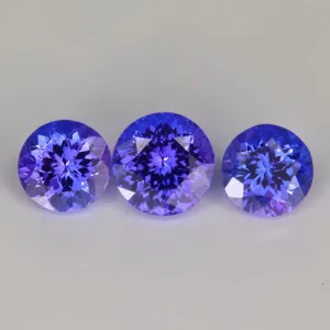 DEAL OF THE DAY!! Trio of Round Tanzanite Gemstones 3.43cts