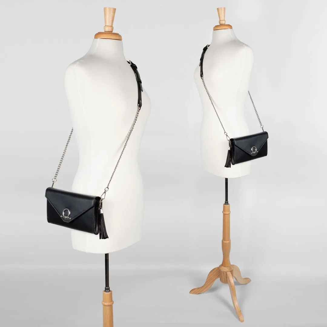 Del Mar - Horse Bit Crossbody Bag in Caramel Italian Leather with Nickel Hardware Featuring Custom Horse Bit Lock