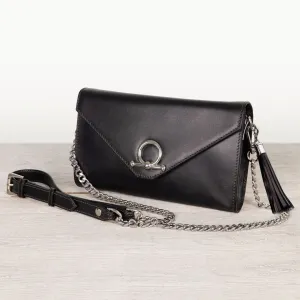 Del Mar - Horse Bit Crossbody Bag in Caramel Italian Leather with Nickel Hardware Featuring Custom Horse Bit Lock
