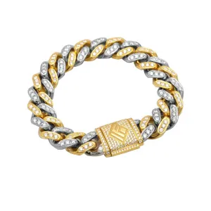 Diamond Cuban Link Bracelet (12mm, Oversized, Platinum & Gold)