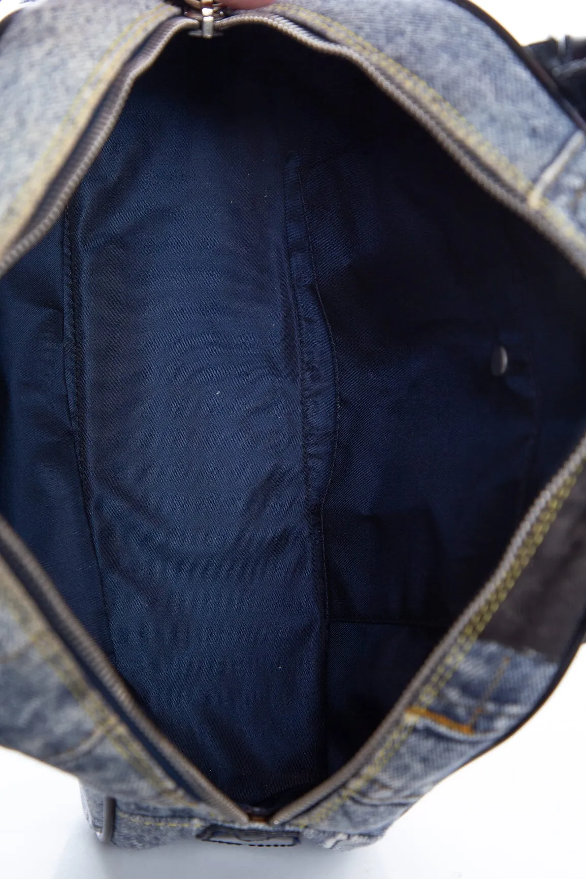 Dior Blue Denim Speedway Double Saddle Bowler Handbag