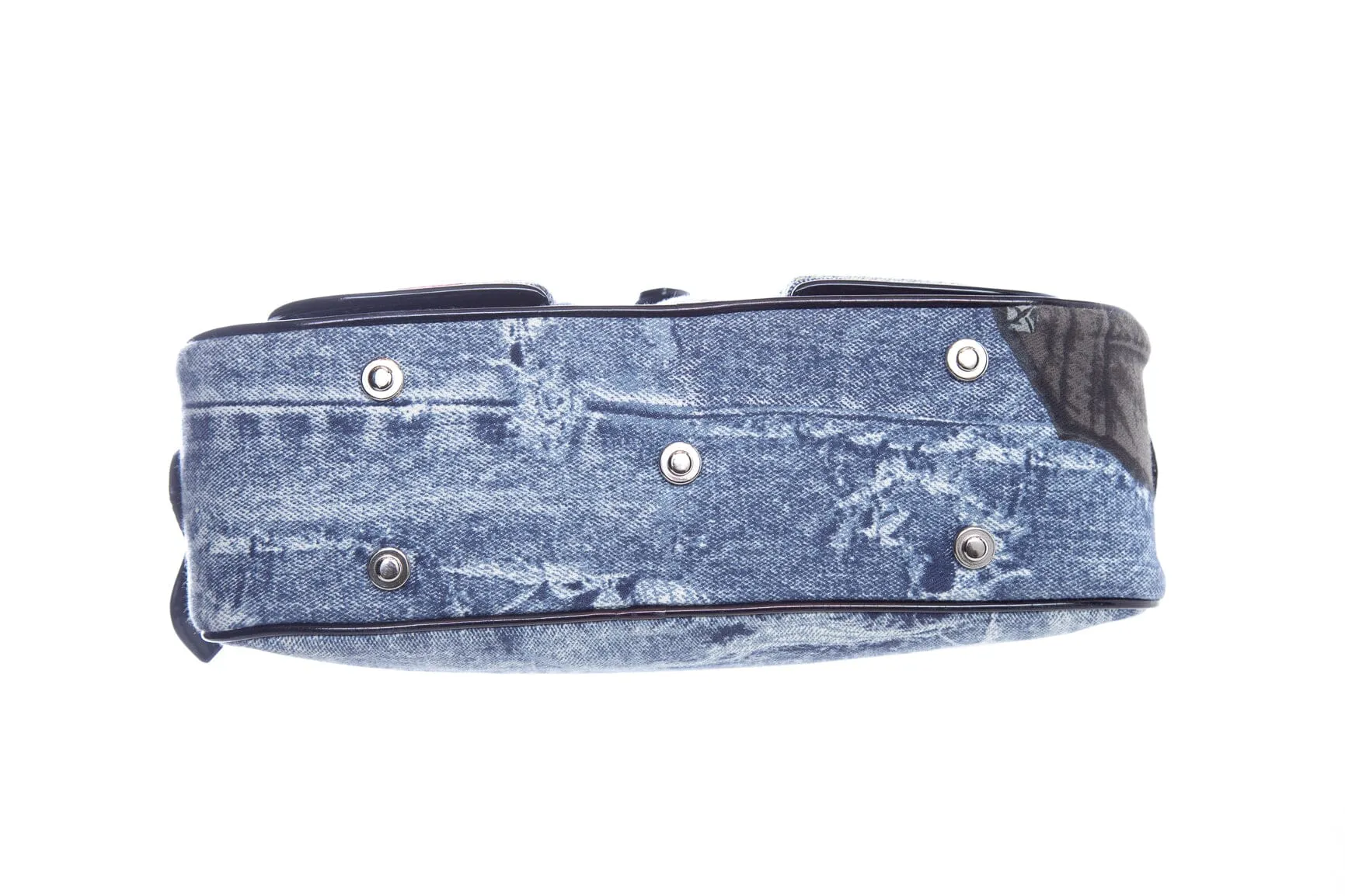 Dior Blue Denim Speedway Double Saddle Bowler Handbag