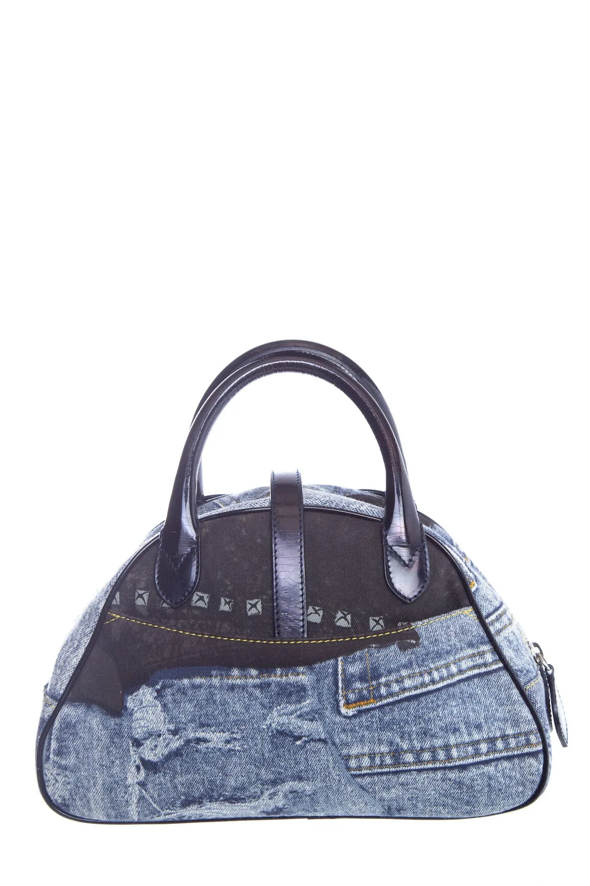 Dior Blue Denim Speedway Double Saddle Bowler Handbag