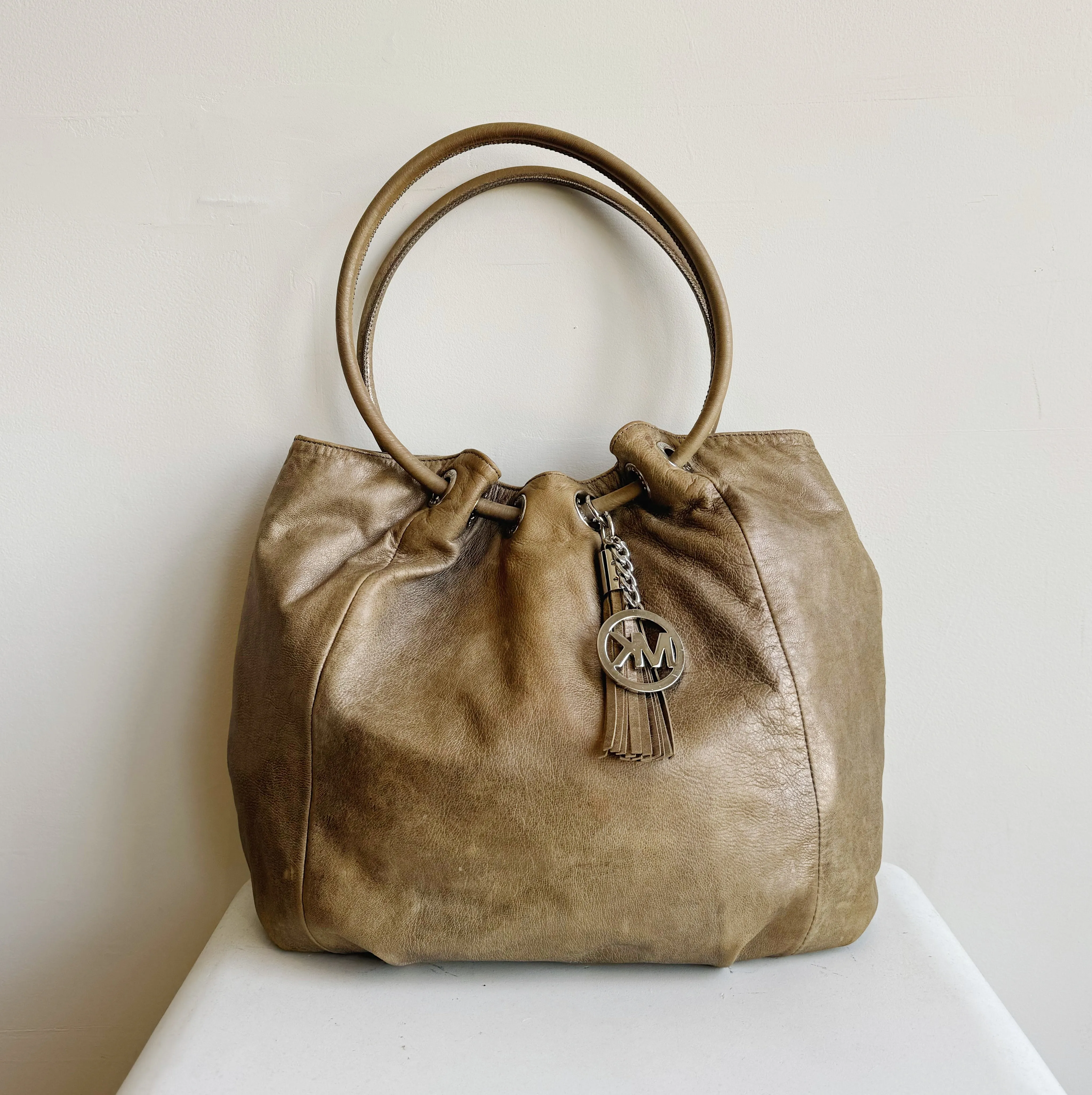 Distressed Mushroom Leather Bag