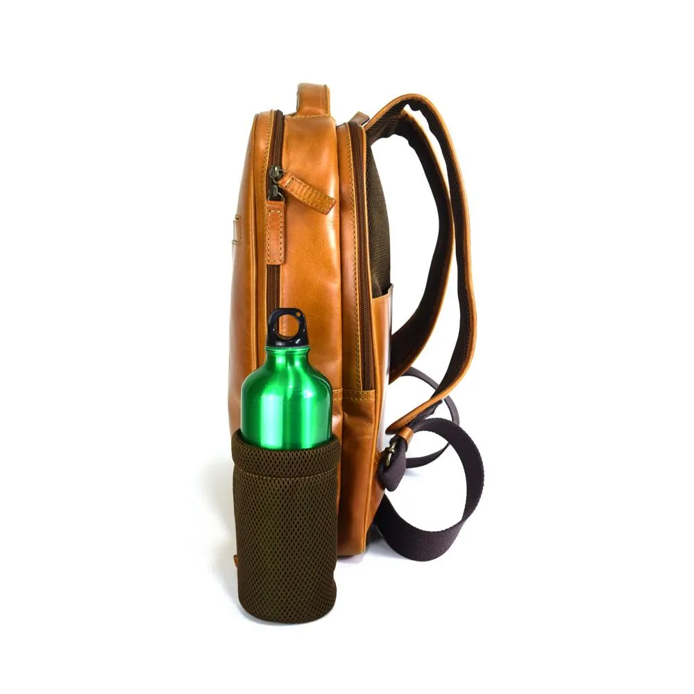 Double compartment backpack  in Cognac Leather