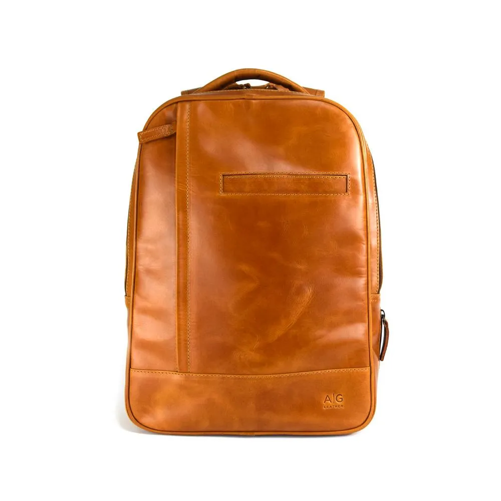 Double compartment backpack  in Cognac Leather
