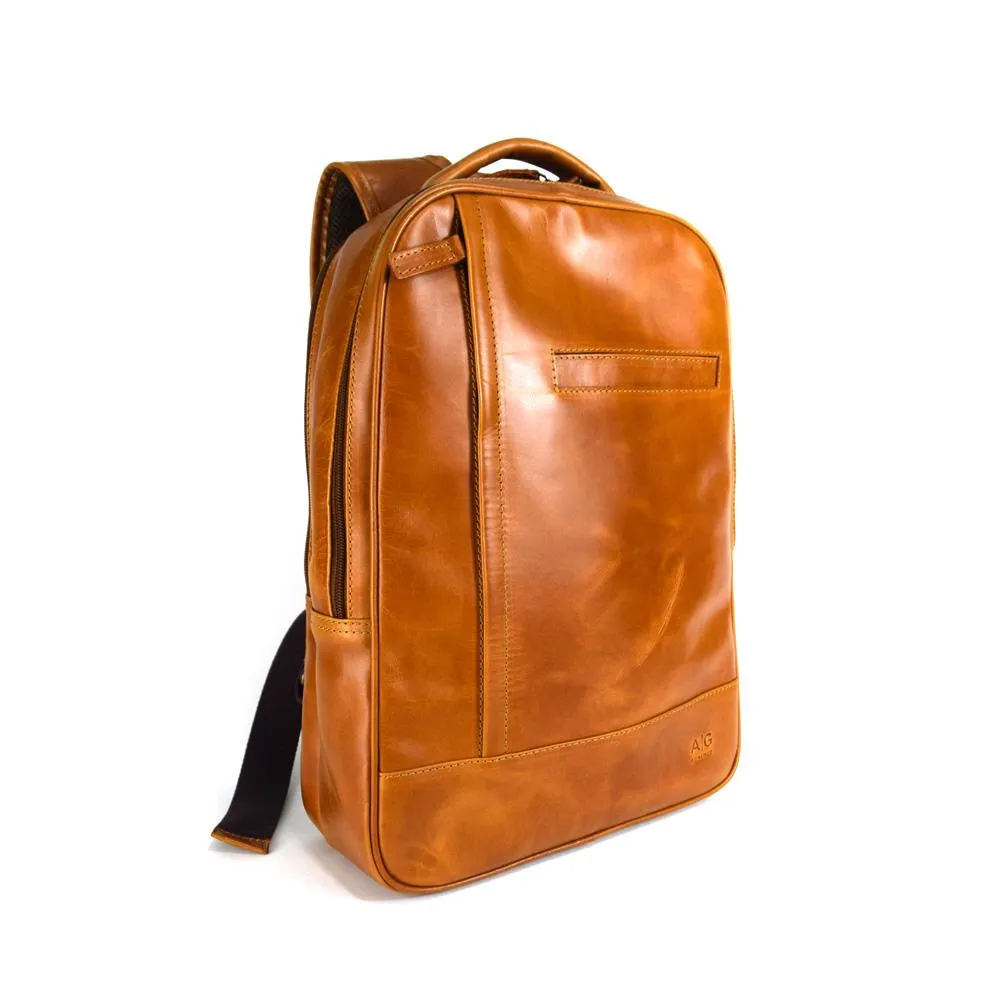 Double compartment backpack  in Cognac Leather
