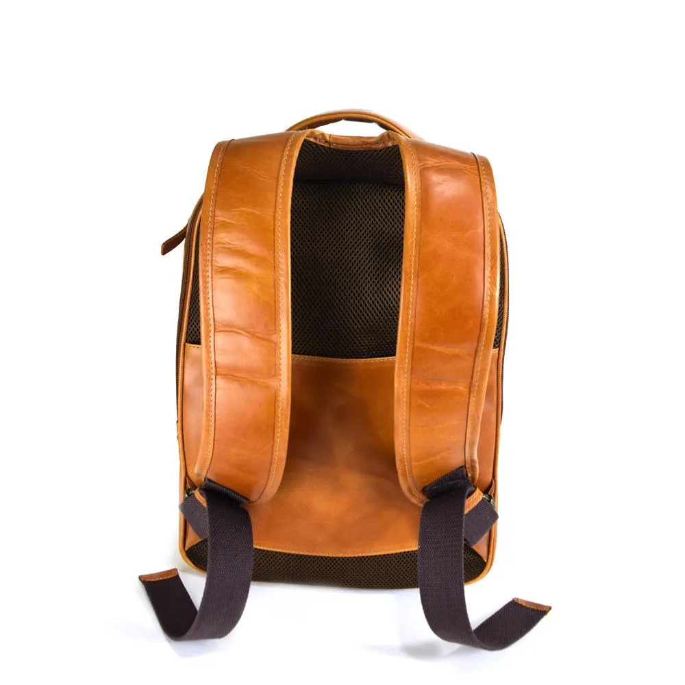 Double compartment backpack  in Cognac Leather