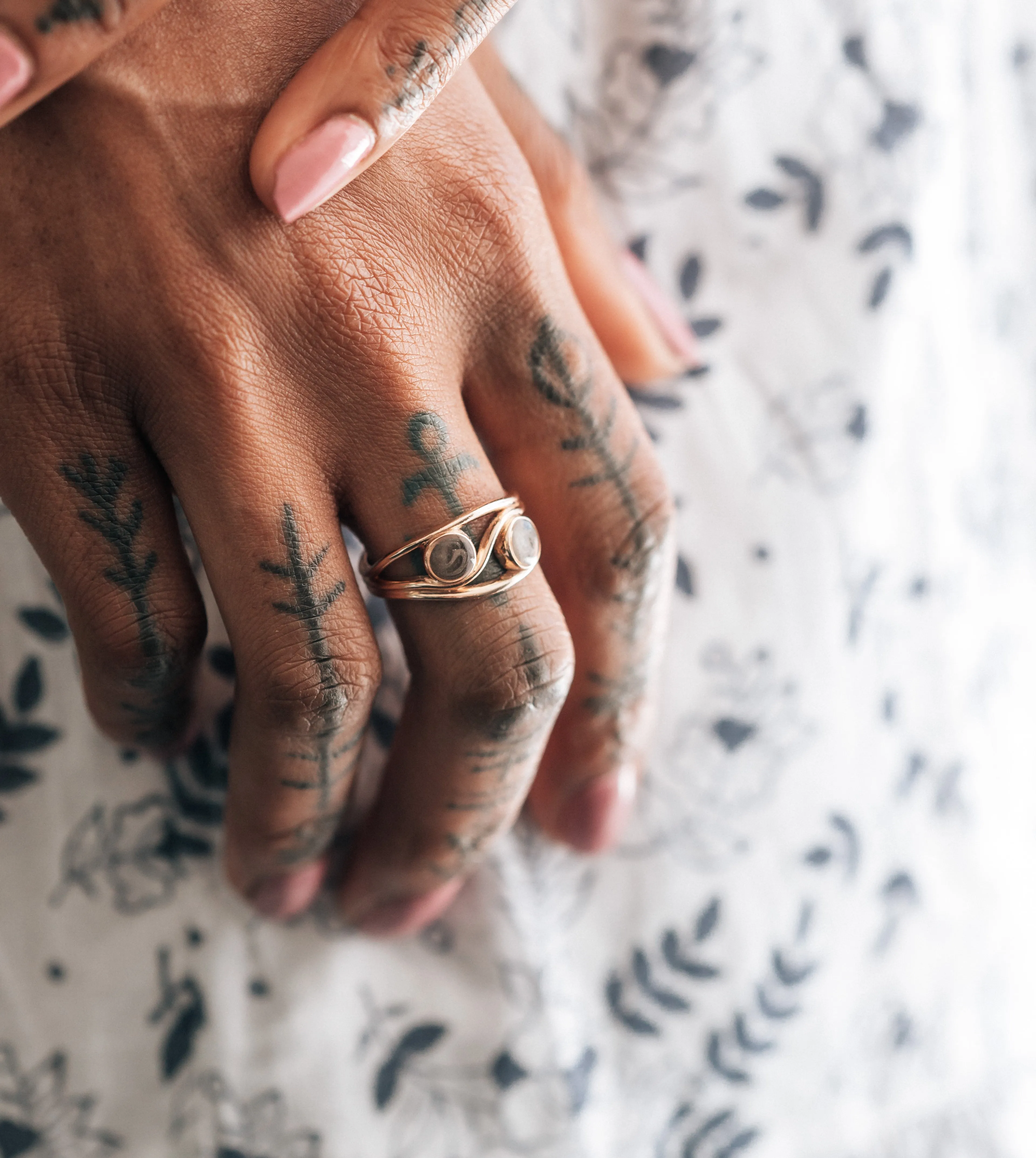 Double Setting Cremation Ring in Sterling Silver