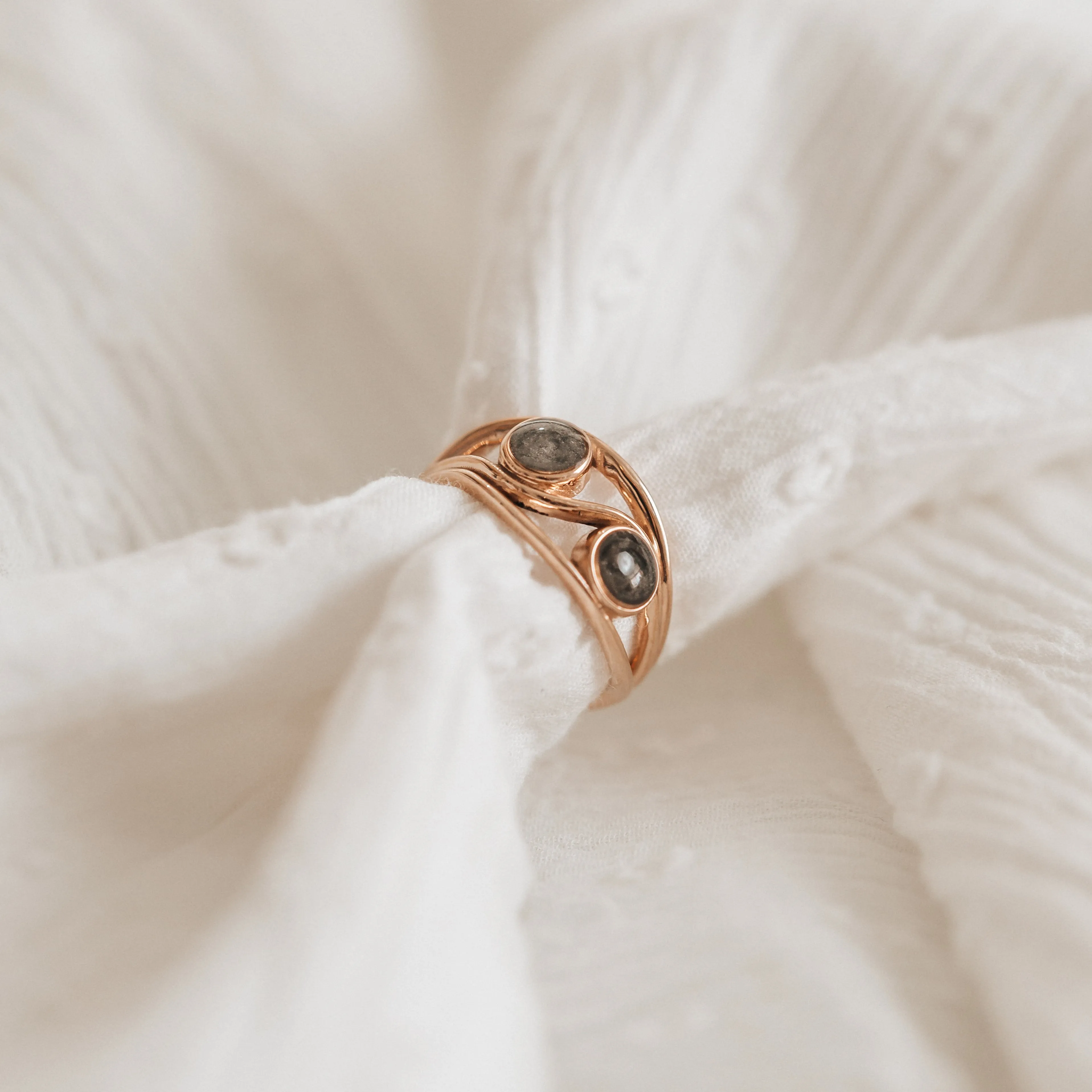 Double Setting Cremation Ring in Sterling Silver