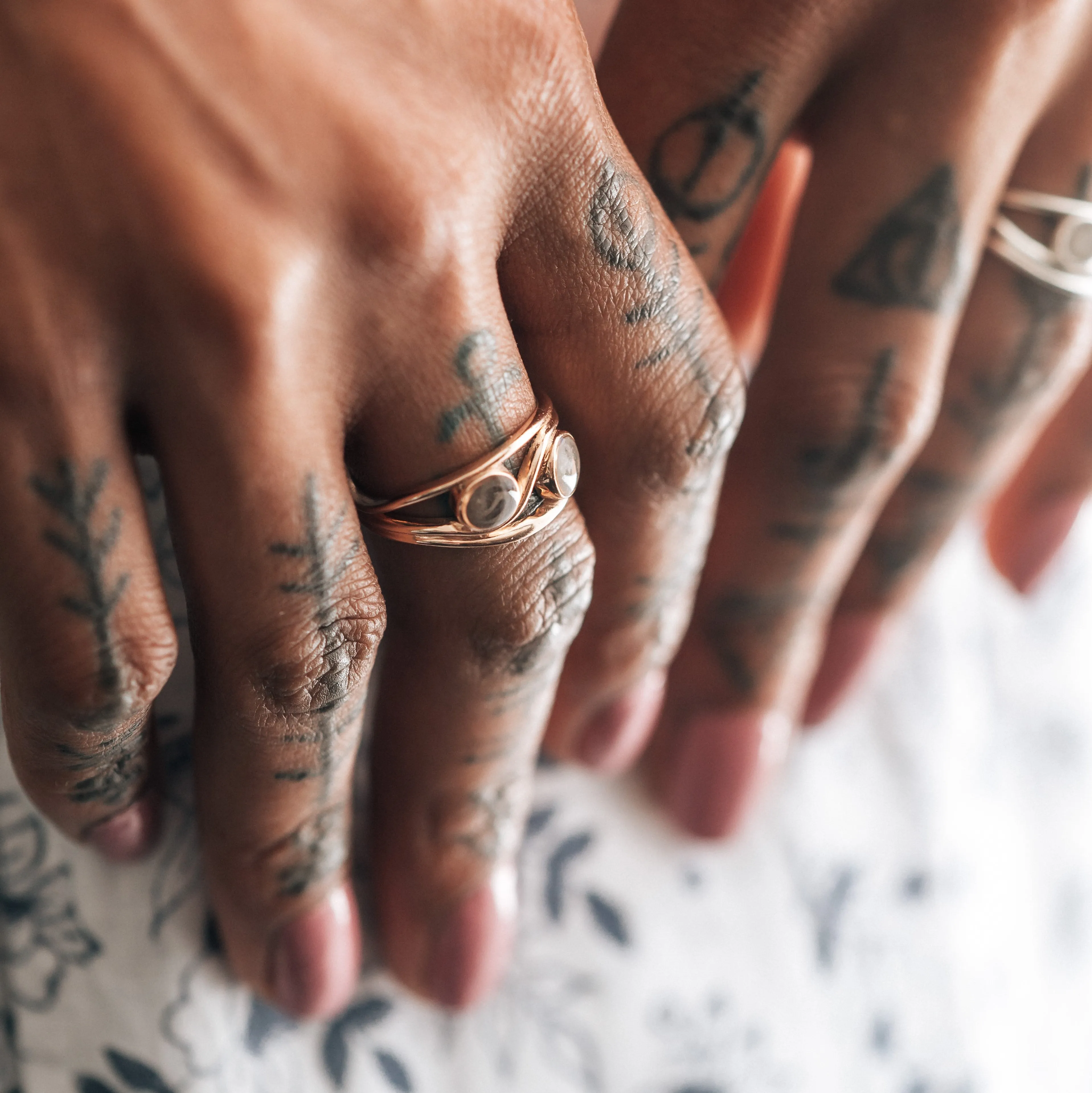Double Setting Cremation Ring in Sterling Silver