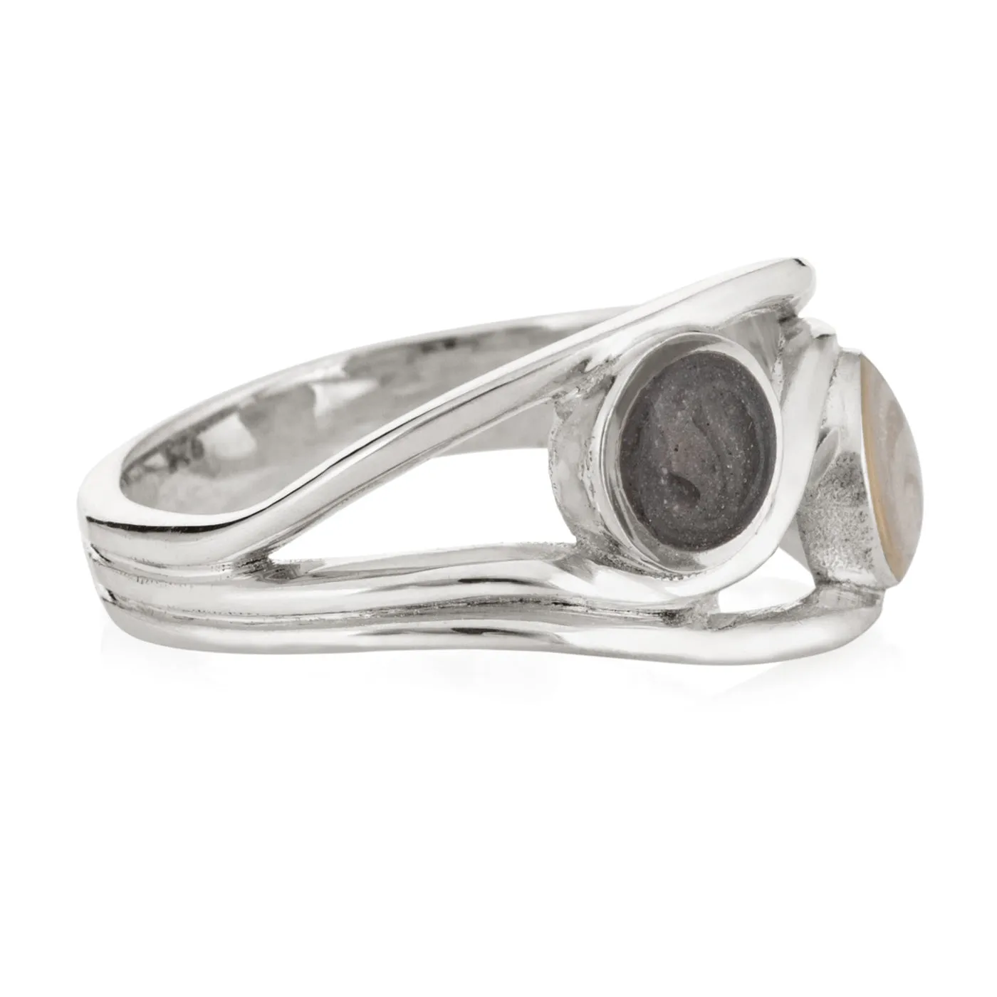 Double Setting Cremation Ring in Sterling Silver