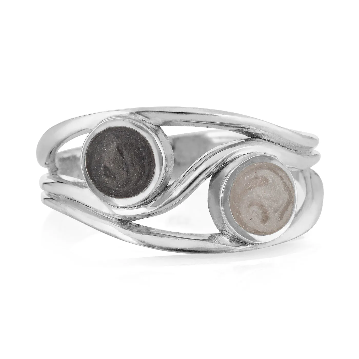 Double Setting Cremation Ring in Sterling Silver