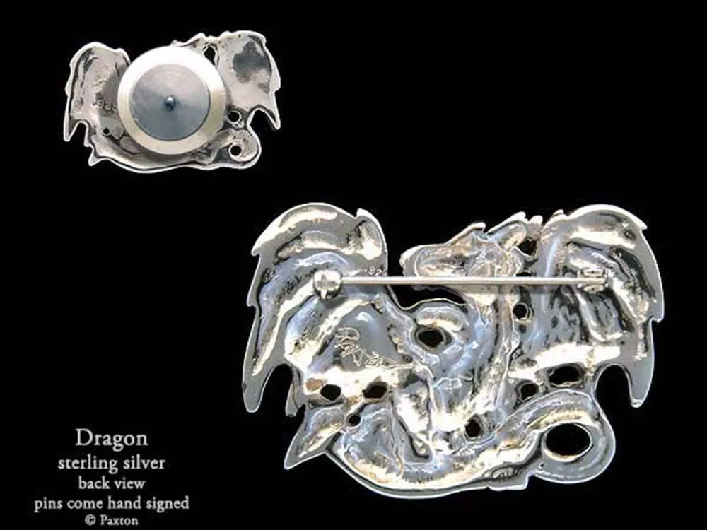 Dragon Lapel Pin or Dragon Brooch Sterling Silver