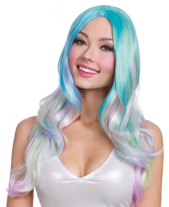 Dream Long Light Blue/pink/lavender/mint Green Wavy Wig