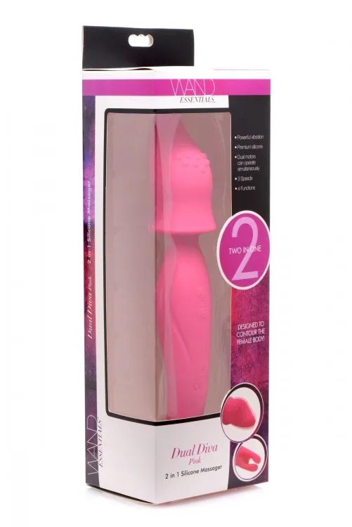 Dual Diva 2 in 1 Silicone Massager- Pink