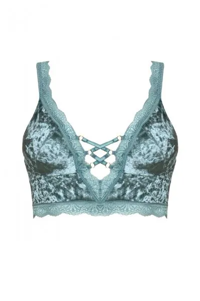 Dusty Turquoise - Amalie Velvet Bralette - Size
