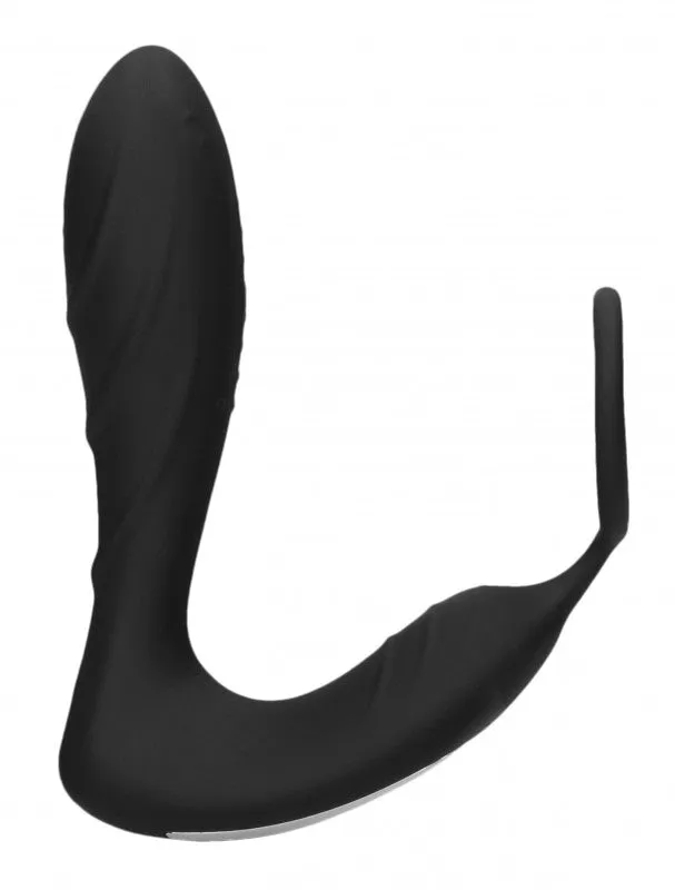 E-Stimulation and Vibration Butt Plug With  Ring and Wireless Remote Control - Black