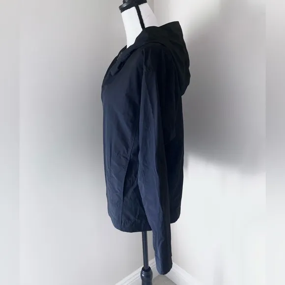 Eileen Fisher Black Lightweight Cotton Nylon Hooded Jacket Size M