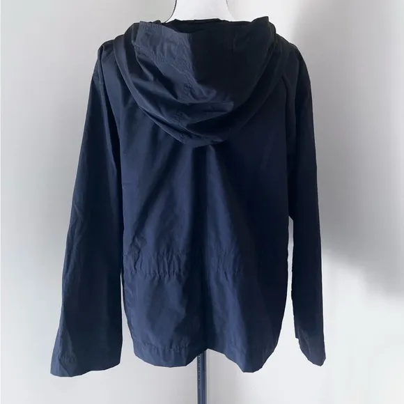 Eileen Fisher Black Lightweight Cotton Nylon Hooded Jacket Size M