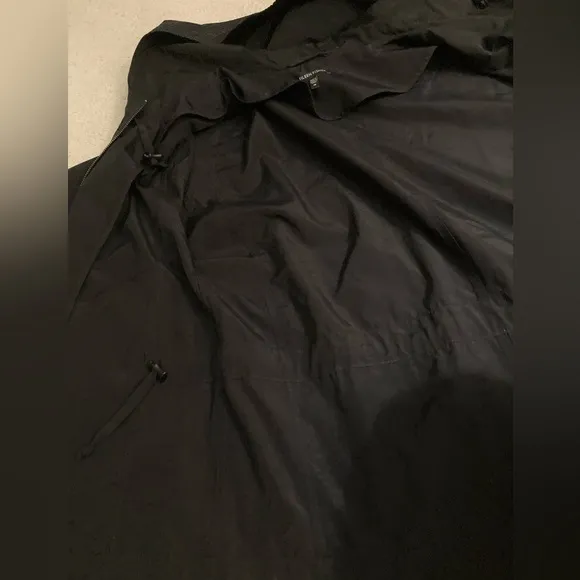 Eileen Fisher Black Lightweight Cotton Nylon Hooded Jacket Size M