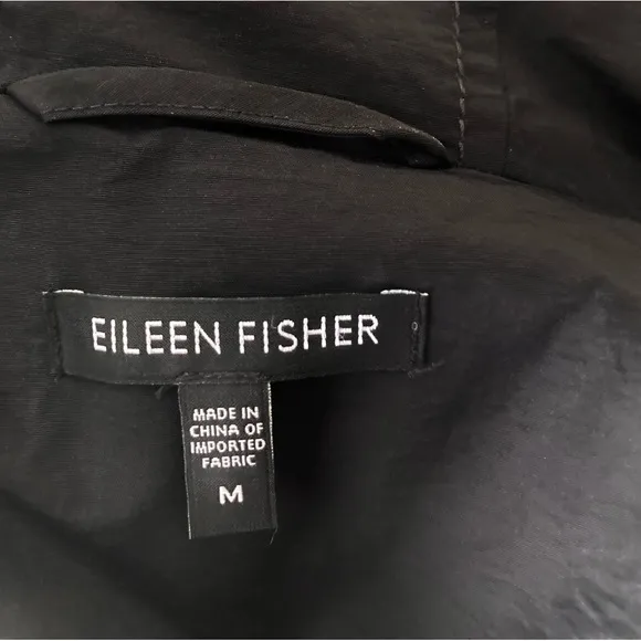 Eileen Fisher Black Lightweight Cotton Nylon Hooded Jacket Size M