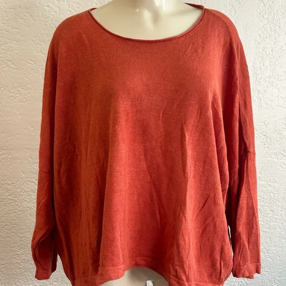 EILEEN FISHER orange boxy 100% organic line sweater L /XL