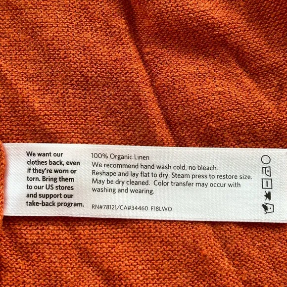 EILEEN FISHER orange boxy 100% organic line sweater L /XL