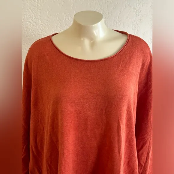 EILEEN FISHER orange boxy 100% organic line sweater L /XL
